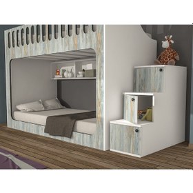 Resim İnci Seyyar Merdivenli İkili Ranza Md M1 