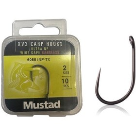 Resim Mustad Xv2 Carp Wide Gape Barbless No:2 Sazan İğnesi 10 Adet 