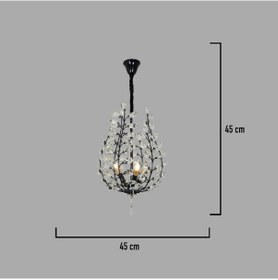 Resim Donna Siyah 45'lik Kristal Taşlı Modern Koridor, Salon Avize Siyah 