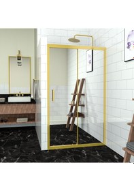 Resim Tekno Duş Gold Capello 6mm Reflekte Cam 1 Sabit 1 Sürgü İki Duvar Arası Duşakabin Şeffaf 