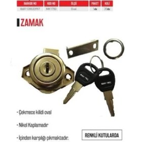 Resim Bay-Tec Çekmece Kilidi Oval (MK1750) 