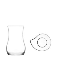 Resim Lav Eva Çay Takımı Çay Seti - Çay Bardağı Ve Tabağı 24 Prç.12 Kişilik Şeffaf 