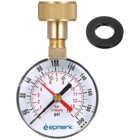 Resim Geeksen "lepmerk 2-1/2" Su Basınç Ölçer, 3/4" Dişli, 0-200psı, Kırmızı Gösterge" 