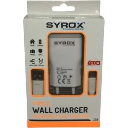 Resim Syrox J28 2.0A Type-C Ev Şarj Cihazı + Kablosu 