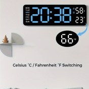 Resim Modern Büyük Ekranlı LED Duvar Saati - Sessiz, USB ile Çalışan, Sıcaklık ve Nem Monitörü, Haftalık Program, Santigrat/Farenheit Geçişli, Oturma Odası Dekoru için Dikdörtgen Tasarım 