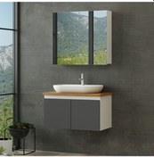 Resim Nika Banyo Dolabı 85Cm As2K+2K2A+Tzg Beyaz Antrasit 