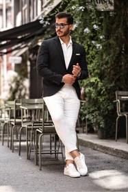 Resim BERDA İTALYAN STİL SİVRİ YAKA SİYAH BLAZER ERKEK TEK CEKET SİYAH 