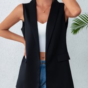 Resim Kadınlar için Hafif Yazlık Blazer - Cepli, Kolsuz, Düğumsuz Ön Kısmalı, Bahar/Yaz/Sonbahar için Mükemmel, Kadınlar için Ceket 