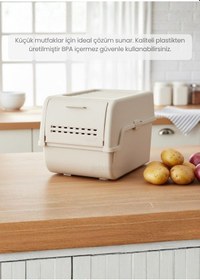 Resim 2'li Mini Boy Patates Soğan Sepeti Bpa Free Sebzelik Organizer Kutu Motek Krem 8 L Krem 