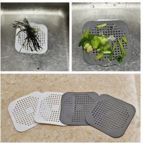 Resim 4 Parça Duş Gider Kapağı Seti, TPR Saç Tutucu Düz Tıpa, Banyo ve Mutfak İçin Gri/Beyaz Filtreli Duz Süzgeç Koruyucu Emme Başlıklı 