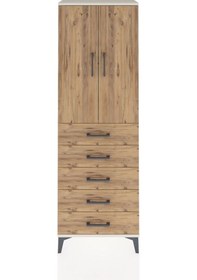 Resim Arges Dolap Tek Raflı 5 Çekmeceli Tek Askılı 60x30x182 Aytaşı-çam Aytası 