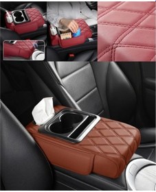 Resim Xuweiwei Orange-multi-function Armrest Mat Dual-bead Organizatör Yastığı Telefon Cebi Mendiz Gözlüğü Saklama 