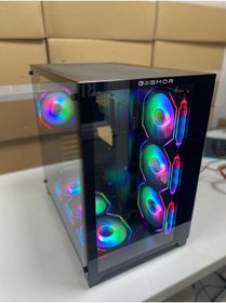 Resim Sarftech Siyah Rgb 7x120mm Fanlı Gaming Bilgisayar Kasası Akvaryum Siyah Full Tower RGB Kasa 