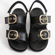 Resim diya shoes Dolgu Topuklu Çift Bantlı Tokalı Kadın Sandalet 