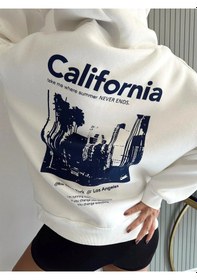 Resim Startmore Adrift Unisex Erkek/kadın Calıfornia Renkli Özel Baskılı Oversize Kapüşonlu Sweatshirt Beyaz Beyaz 