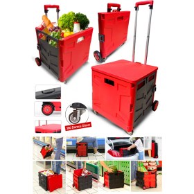 Resim Staxx Power Katlanır Fonksiyonlu Koli Yük Paket Taşıma Pazar El Arabası Alışveriş Sepeti Bagaj Fuar Arabası 80KG 