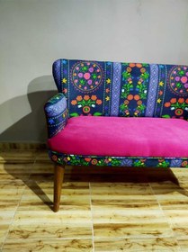 Resim Azra Mobilya Ikili Koltuk - Kanepe - Nubuk Kumaş - Ahşap Ayak - Modern Tasarım - Fuşya Fuşya 
