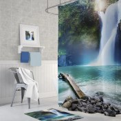 Resim Zethome Tropik Waterfall Banyo Duş Perdesi Tek Kanat 180 x 200 cm 