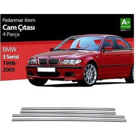 Resim Bmw E46 Krom Cam Çıtası 1998-2005 Uyumlu 4 Parça Paslanmaz Çelik 