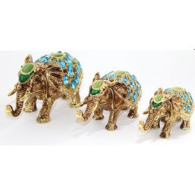 Resim Taşlı 3'lü Fil Figürü Model 2 