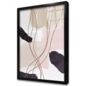 Resim Line Art Bej Çerçeveli Cam Tablo-172030 