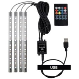 Resim Usb Girişli 12 Ledli Araç İçi Ayak Altı Sese Duyarlı Şerit Led 