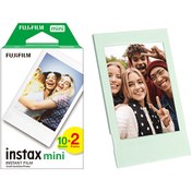 Resim Instax Mini 12 Makine Uyumlu 20'li Film ve Yeşil Fotoğraf Çerçevesi Fujifilm