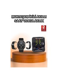 Resim Dijital Göstergeli Bluetooth Kulaklık Ve Bildirim Görebilen Akıllı Saat Alarm Ve Titreşim 