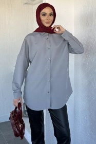 Resim Tesettür Klasik Tunik Gri TZL-P-00020575 