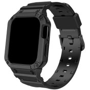 Resim Willowhaven Apple Watch 45mm 44mm 41mm 40mm 9 8 7 6 5 Se 4 3 2 1 İçin Siyah Spor Kordon Ve Koruyucu Kasa 