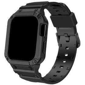 Resim Willowhaven Apple Watch 45mm 44mm 41mm 40mm 9 8 7 6 5 Se 4 3 2 1 İçin Siyah Spor Kordon Ve Koruyucu Kasa 