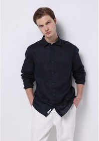 Resim Colin's Colins Regular Fit Shirt Neck Düz Erkek Lacivert Uzun Kol Gömlek Cl1074493 Q1.v1 Nav Lacivert 