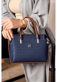 Resim Just Polo 5 Bölmeli Şık El & Omuz Çantası Shoulder Bag Ebat : 22 X 25 Cm Lacivert - Taba 