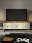 Resim Bohem Tarz 135cm 3 Kapaklı Mdf Kapak Tv Ünitesi Kahverengi 