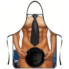 Resim Gateesat 1 Adet Çizgili Papyon Ve Şapka Desenli Polyester Önlük, Mutfak Ve Temizlik İçin 