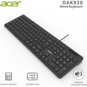 Resim Acer OAK920 Q USB Siyah 1.8mt Kablolu Klavye-Tek Tuş Hesap Makinalı (Sessiz Tuş) 
