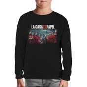 Resim La Casa De Papel - All Siyah Çocuk Sweatshirt Siyah 