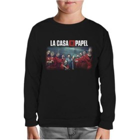 Resim La Casa De Papel - All Siyah Çocuk Sweatshirt Siyah 