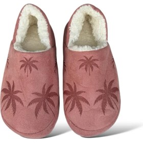 Resim Liger Ultra Hafif Palmiye Desenli Yünlü Ev Ayakkabısı Kadın Panduf PUDRA 