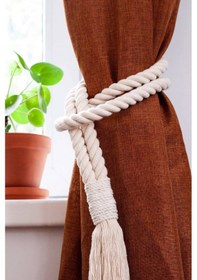 Resim 2 Adet Pamuk Kalın Halatlı Ekru Bohem Perde Süsü - Perde Tutacağı 