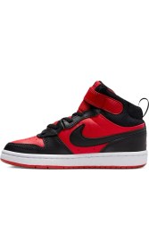 Resim Nike Court Borought Mid2 Leather Kids Sneaker Hakiki Deri Lastik Bağcıklı Cırtlı Bebek Ayakkabısı Kırmızı 