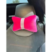 Resim Fuşya Düz Kadife Gümüş Dik Şeritli Boyun Yastığı 1 Adet 