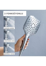 Resim Yapıtaşı Yt287 Star Butonlu Banyo Duş Başlığı 3fonksiyonlu Krom 