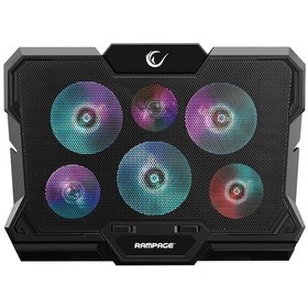 Resim Rampage AD-RC10 X-GUST 10" - 17" 6 Fanlı Rainbow Işıklandırmalı Stand Notebook Soğutucu 