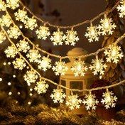 Resim 1 Adet LED Kar Tanesi Işık Zinciri - Kablosuz Asma kar taneleri dekorasyonu, Anahtarla Kontrollü Parlaklığı ve Pil Gerektirmeyen Noel Ağacı, İç Mekanlar Penceresi Şehriye Partisi ışığı ile Dayanklı Plastik Karlar (Pil Dahildür) 