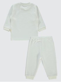 Resim Civil Baby Organic Pamuklu Omuzdan Patlı 1-9 Ay Pijama Takımı - Ekru1-3 Ay 