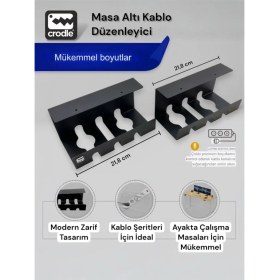 Resim Crodle Masa Altı Kablo Düzenleyici Metal Organizer Sepet - Ofis ve Oyuncu Masası Kablo Kanalı Siyah 