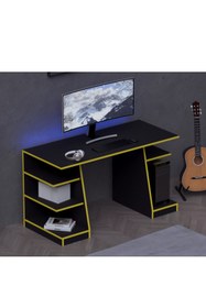 Resim Alfimo Mobilya KRONOS OYUNCU MASASI - BİLGİSAYAR MASASI - GAMER MASASI - 59x136 Cm AFM180 