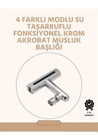 Resim Mey İthalat 360 Dönüşlü Su Akışı Başlığı 4'ü 1 Arada Kullanım Gümüş 