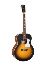 Resim Cort Cj Retro Vsm Elektro Akustik Gitar Vintage Sunburst Mat Orta Seviye - Retro Gigbag Çantalı, Dahili Preamp Ve Eq, Yüksek Rezonans 